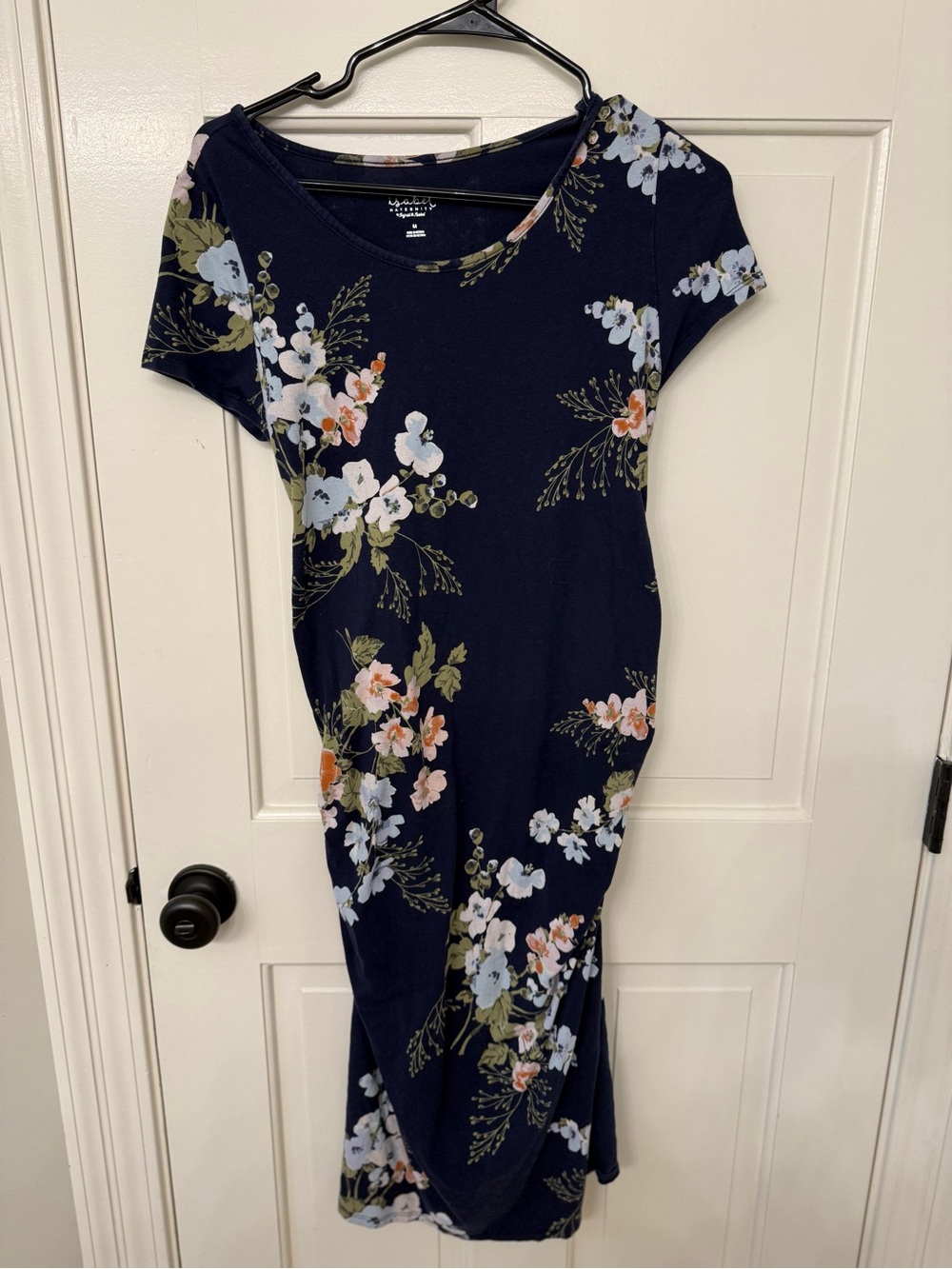 Isabel Maternity by Ingrid & Isabel Navy Floral Short-Sleeve Midi Dress